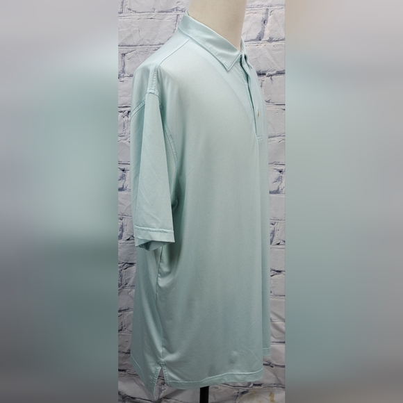 Peter Millar Men's Golf Polo Shirt Summer Comfort Light Green Herringbone sz XL - Picture 9 of 16
